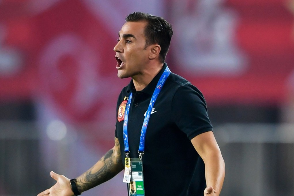 Guangzhou Evergrande's head coach Fabio Cannavaro reacts during the AFC Champions League group stage football match against Japan’s Cerezo Osaka. Photo: AFP