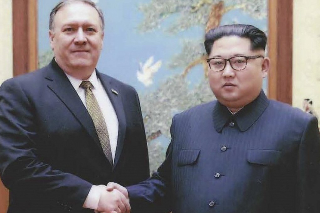 North Korean leader Kim Jong-un shakes hands with the former CIA Director, now US Secretary of State, Mike Pompeo in Pyongyang over the 2018 Easter weekend. Photo: AFP