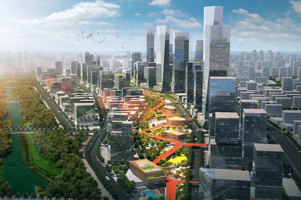 An artist’s impression of Hassell’s Silk Road Corridor, a proposed greenway running through Shenzhen’s Qianhai CBD. Photo: Hassell