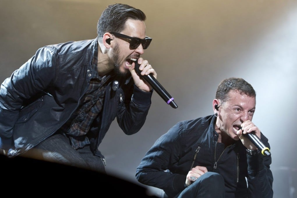 Linkin Park’s Mike Shinoda (left) with Chester Bennington on stage at the St Gallen Festival in Switzerland in 2011. Photo: EPA