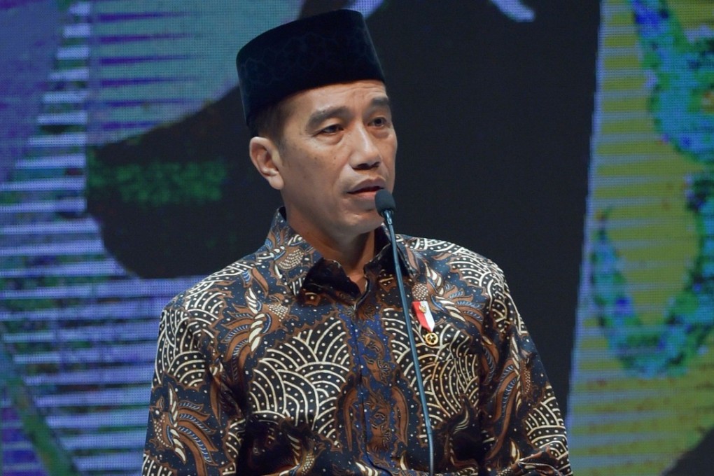 Indonesian President Joko Widodo delivers his speech during the opening of the Muslim Fashion Festival in Jakarta. Photo: AFP