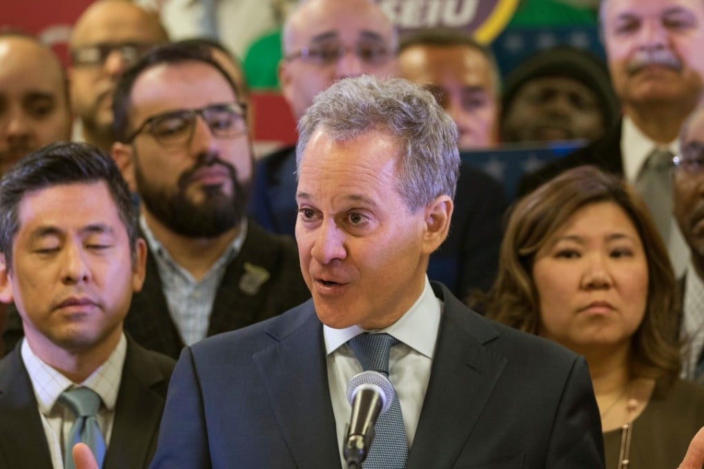 New York Attorney General Attorney General Eric Schneiderman speaks during a news conference in New York. Photo: AP