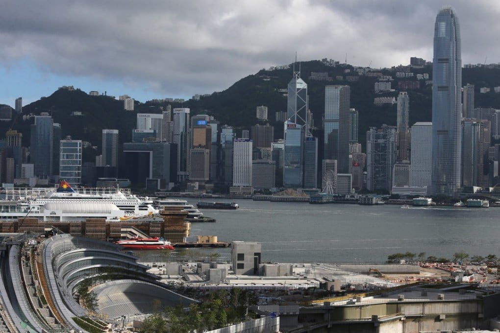 West Kowloon terminus of the Guangzhou-Shenzhen-Hong Kong Express Rail Link with the Victoria Harbour and Hong Kong skyline in the background. Photo: Sam Tsang