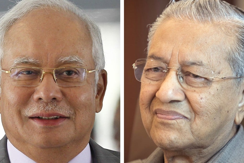 Malaysian Prime Minister Najib Razak (left) delivered a final rallying call for Wednesday’s election on live television on Tuesday night, at same time as opposition chief Mahathir Mohamad (right) addressed voters on Facebook Live.