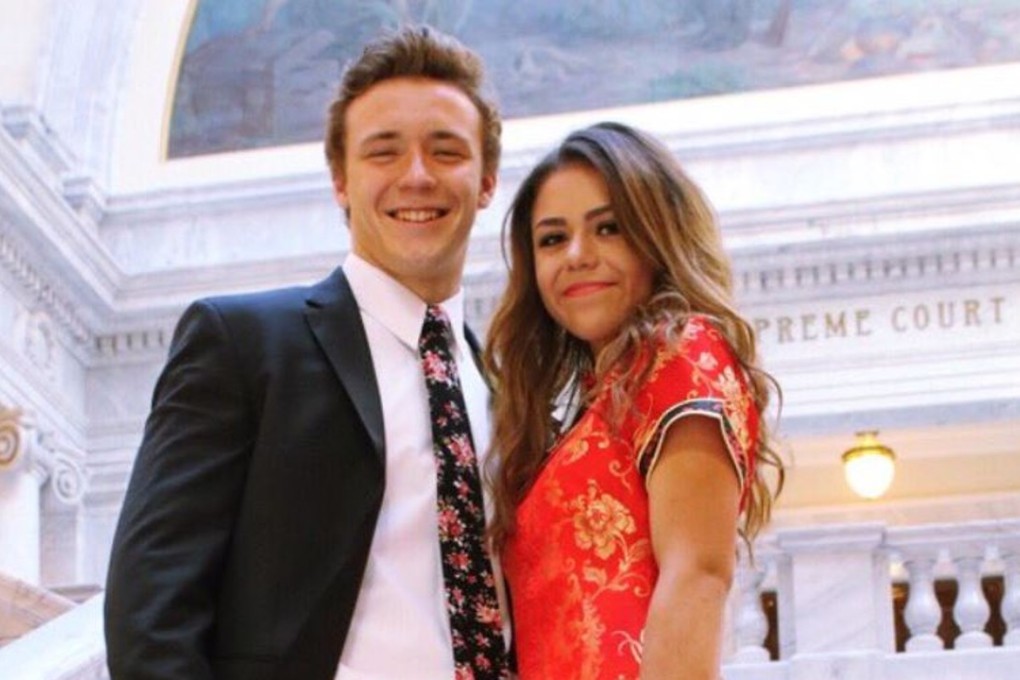 Keziah Daum and a friend are pictured at her high-school prom. Daum, who does not have Chinese heritage, was both celebrated and lambasted on Twitter for wearing a cheongsam, or qipao - a traditional Chinese dress. Photo: Keziah Daum via Twitter
