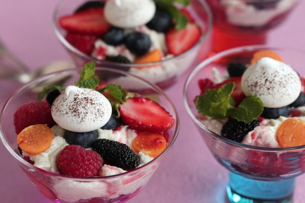 Fresh berry verrines with honey-vanilla mascarpone and vanilla meringues make a delicious Mother’s Day treat. Photography: Jonathan Wong. Styling: Nellie Ming Lee