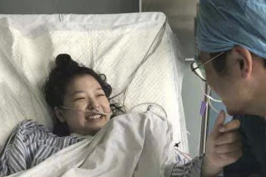 The woman pictured in hospital after she regained consciousness. Photo: 163.com