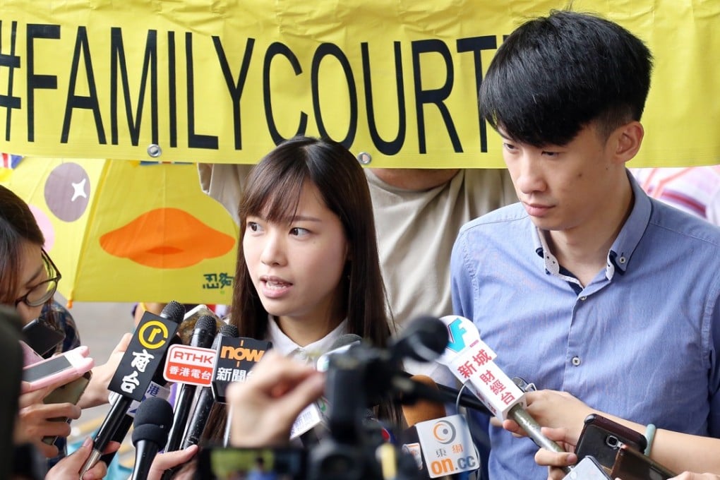 Yau Wai-ching (left) and Baggio Leung leaving Kowloon City Court. Photo: Dickson Lee