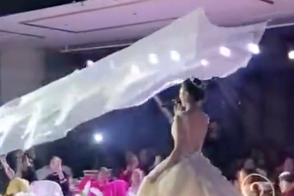 Flying wedding veils are the latest trend at Chinese weddings. Photo: Handout