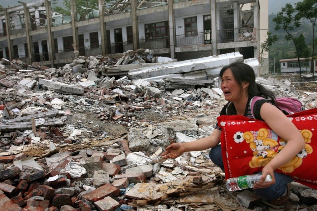 Parent Tang Yulan grieves for her daughter killed in the rubble of a Beichuan school. Ten of thousands of people, many of the schoolchildren, were killed when a magnitude-8 earthquake hit Sichuan in 2008. Photo: Ricky Chung