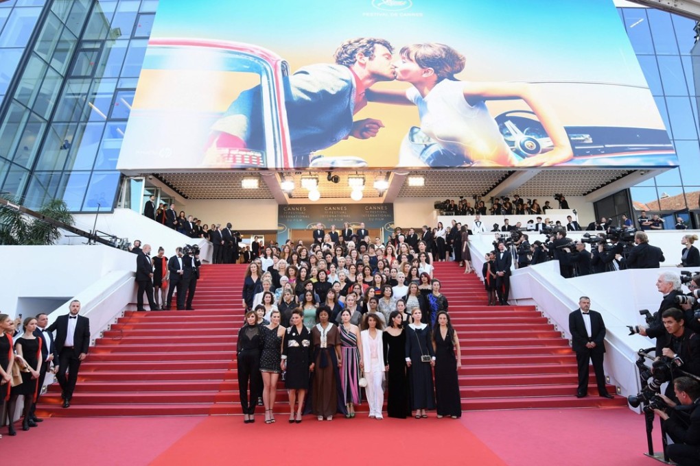 Filmmakers, actresses and producers listen to Australian actress Cate Blanchett read a statement on the red carpet at the screening of ‘Girls of The Sun’ at Cannes. Blanchett decried the lack of woman filmmakers at the festival. Photo: AFP