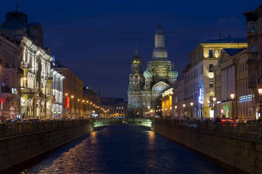 A night view looking along one of St Petersburg’s many canals. Photo: David Burden