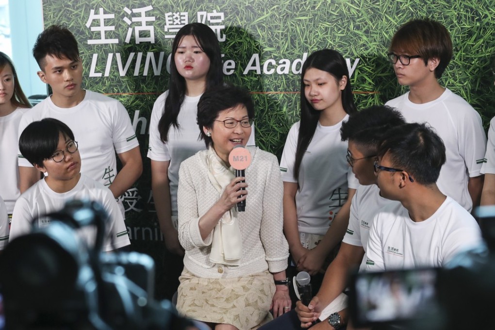 Young people interviewing Hong Kong Chief Executive Carrie Lam Cheng Yuet-ngor. Photo: Nora Tam