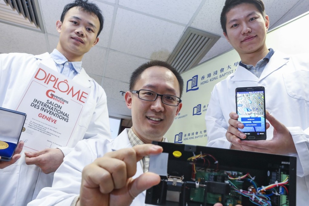 From left) Baptist University scientists Zhong Zezhi, Dr Ren Kangning and Sun Han. Photo: Winson Wong