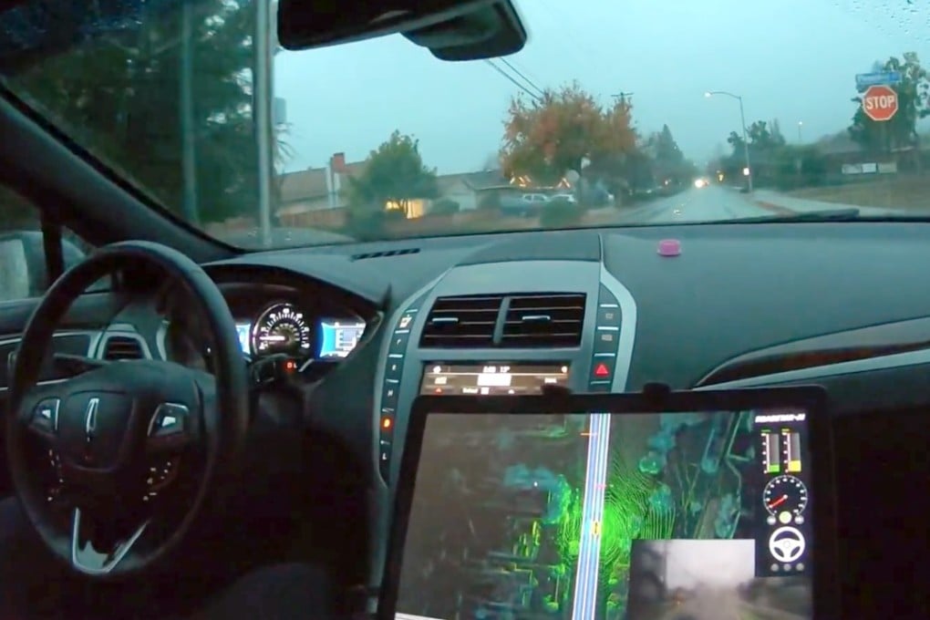 Self-driving technology firm Roadstar.ai shows off the dashboard of its autonomous car in a road test. The Shenzhen-based start-up has raised US$128 million in its Series A funding round, marking the single biggest investment made to an autonomous driving company in China. Photo: Handout