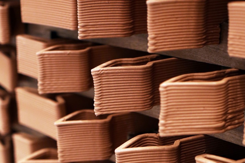 Each of the bricks 3D-printed by robot at a University of Hong Kong research laboratory is unique.