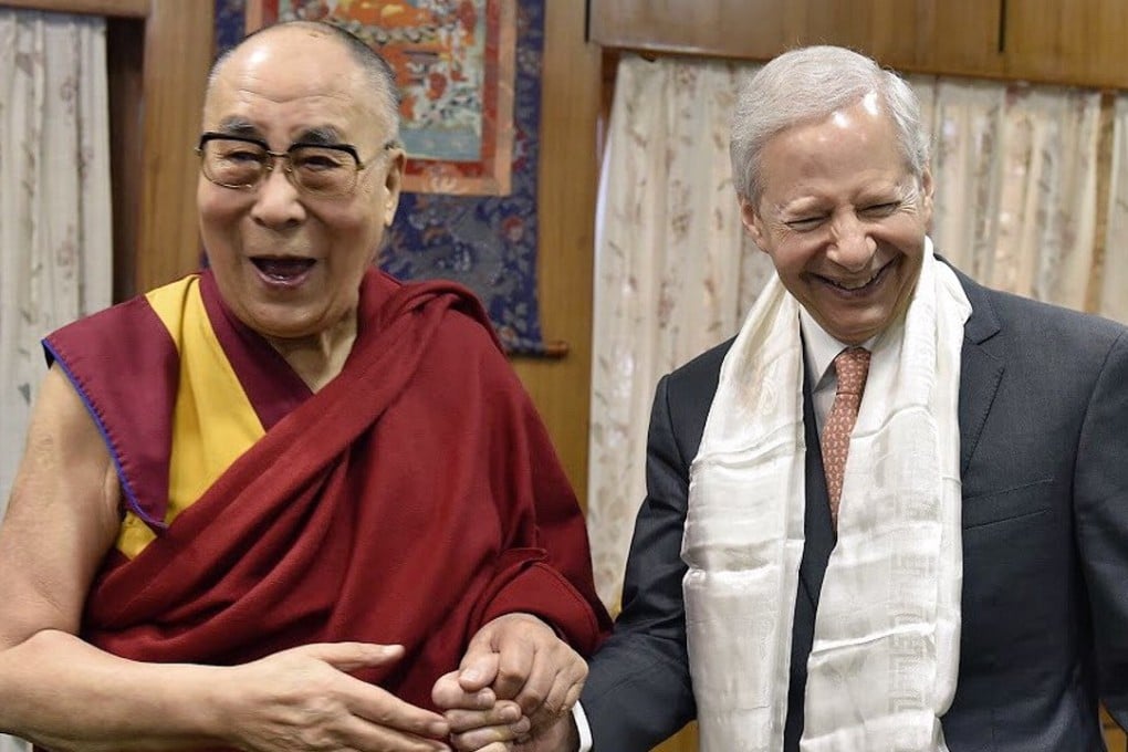 The US ambassador to India, Kenneth Juster (right), meets the Dalai Lama at the exiled spiritual leader’s home in Dharamsala, India, on May 4. Juster expressed hopes that the Dalai Lama would make another trip to the US. Photo: Twitter