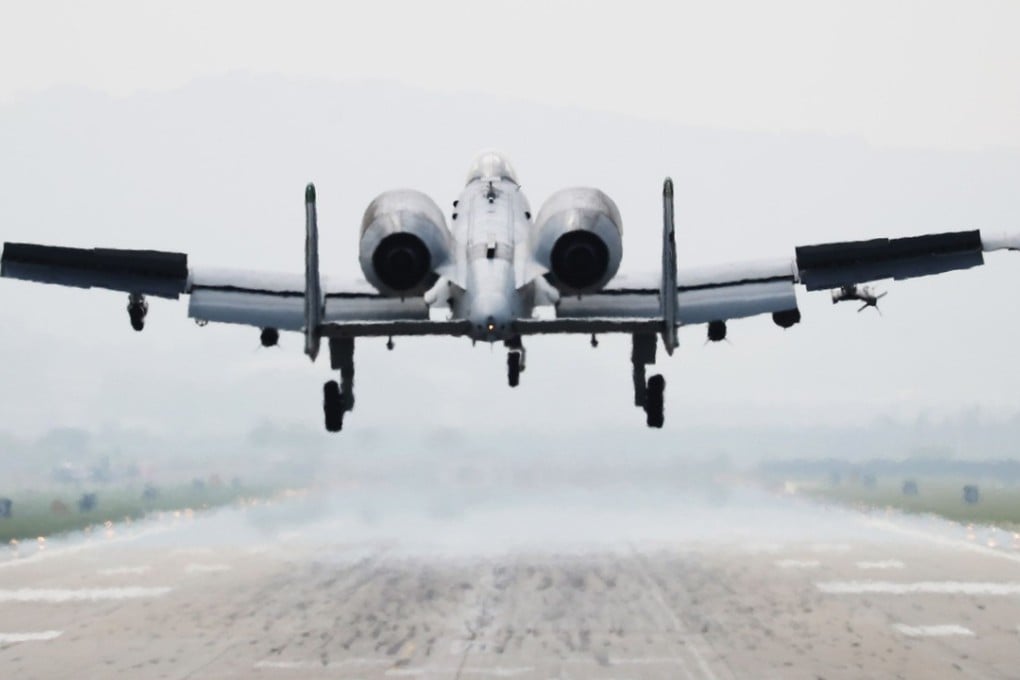 A US Air Force A-10 Thunderbolt touching down at Osan Air Base in Pyeongtaek, as the US and South Korea kicked off their joint air exercise. Photo: AFP