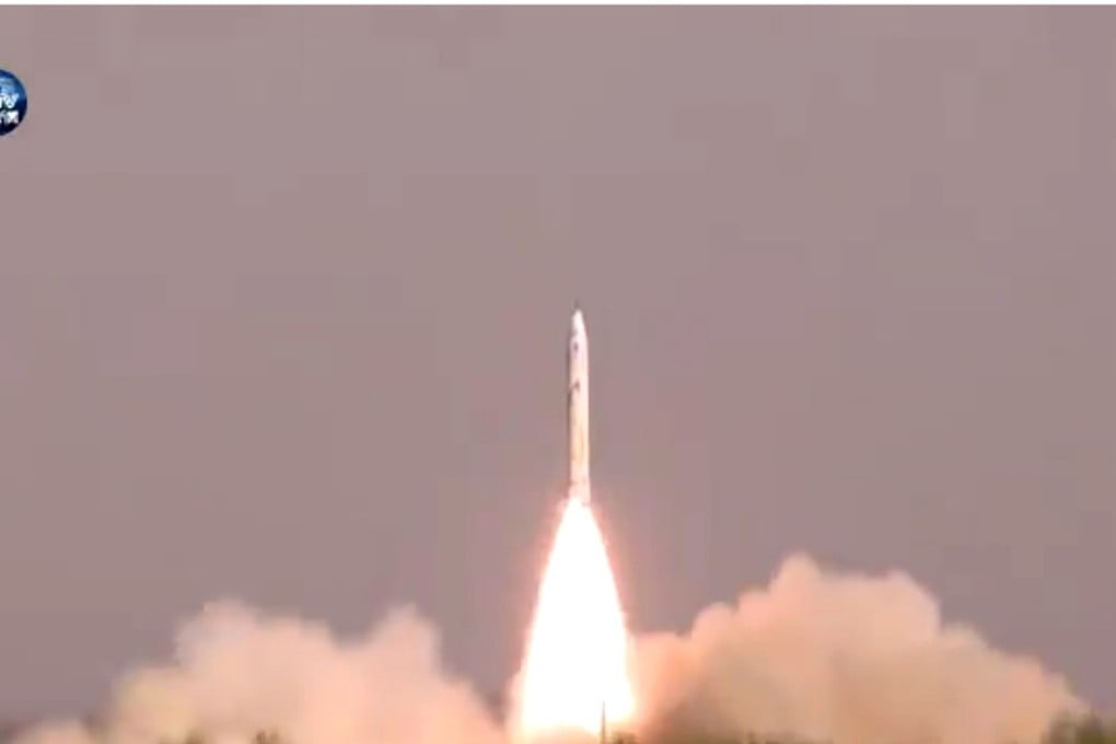 The launch of the Chongqing Liangjiang Star rocket in northwest China on Thursday. Photo: CCTV