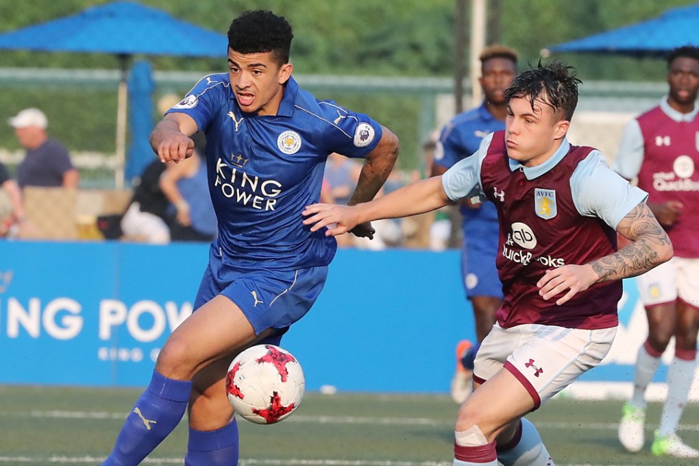 Joshua Gordon of Leicester City and Mitch Clark of Aston Villa compete in last year’s HKFC CITI Soccer Sevens final. Photo: Edward Wong