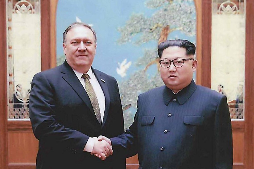 Then-CIA Director, now US Secretary of State, Mike Pompeo meets with North Korean leader Kim Jong-un in Pyongyang over Easter weekend. Photo: White House/Zuma Press/TNS