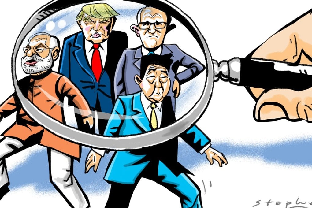 Both India and Japan are now vigorously pursuing their bilateral relationships with China, unrestrained by the anti-China messaging implicit in the formation of the Quad. Illustration: Craig Stephens