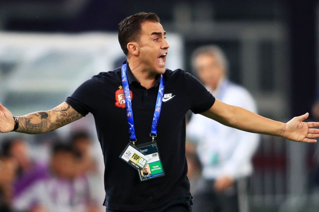Fabio Cannavaro during the AFC Champions League round of 16 match between Tianjin Quanjian and Guangzhou Evergrande. Photos: AFP