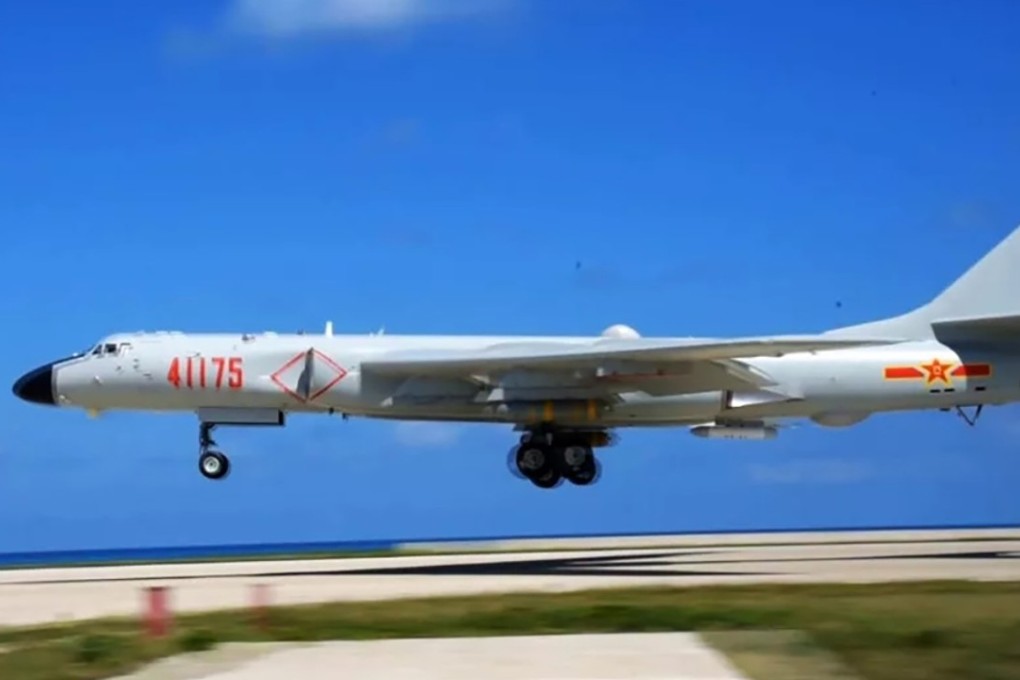 A strategic H-6K bomber from China’s air force recently conducted take-off and landing exercises on Woody Island, China’s largest base in the Paracel Islands in the South China Sea. Photo: Handout
