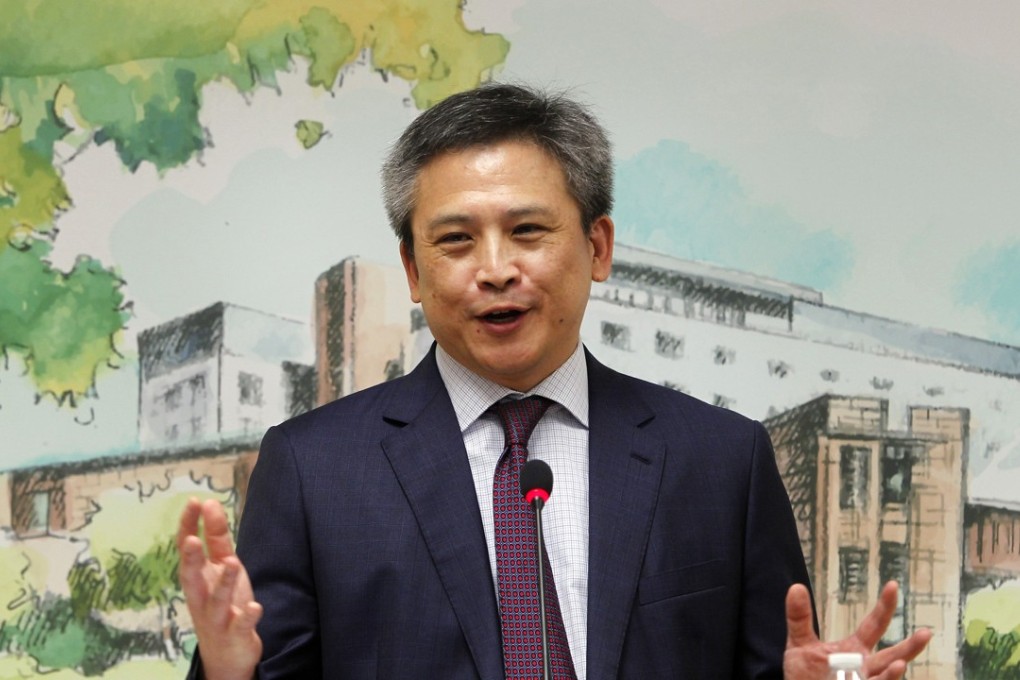 Kin Moy, the head of the US mission to Taiwan, at Monday’s press conference. Photo: AP