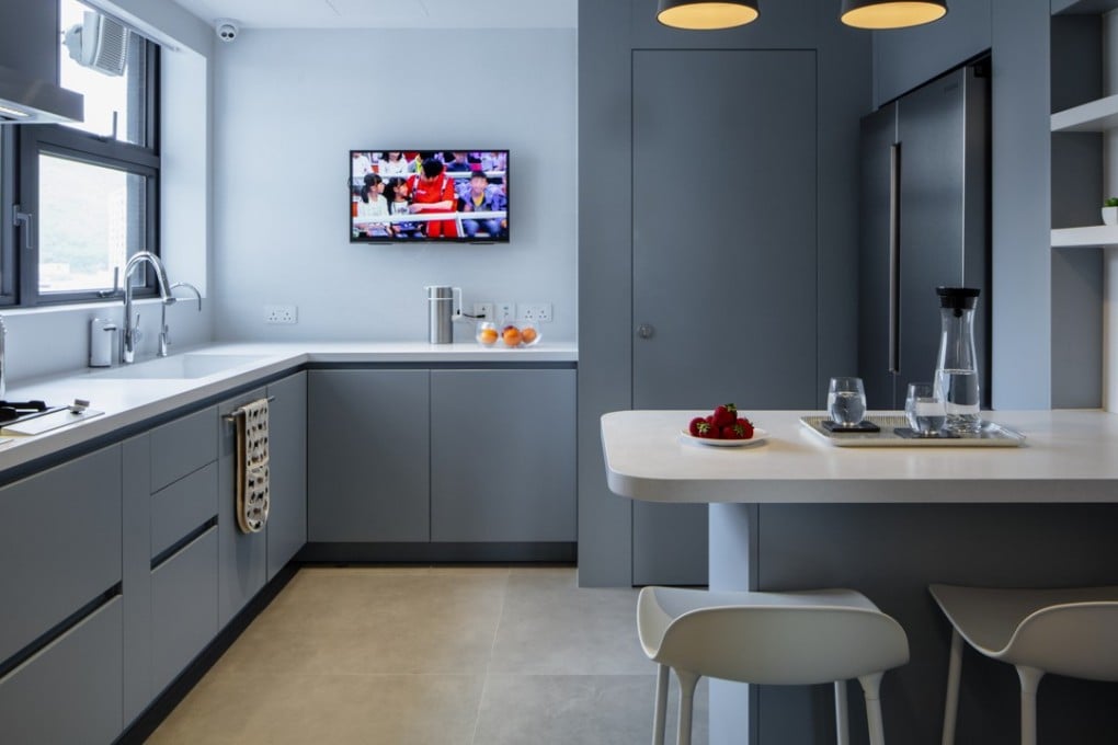 A palette of soft blues and greys creates a tranquil ambience throughout the apartment. Photography and video: John Butlin. Styling: David Roden. Photography assistant: Timothy Tsang