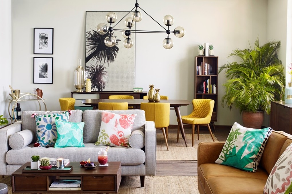 This retro look from Indigo Living channels Californian glamour in vibrant pumpkin, lime, marine and khaki hues.