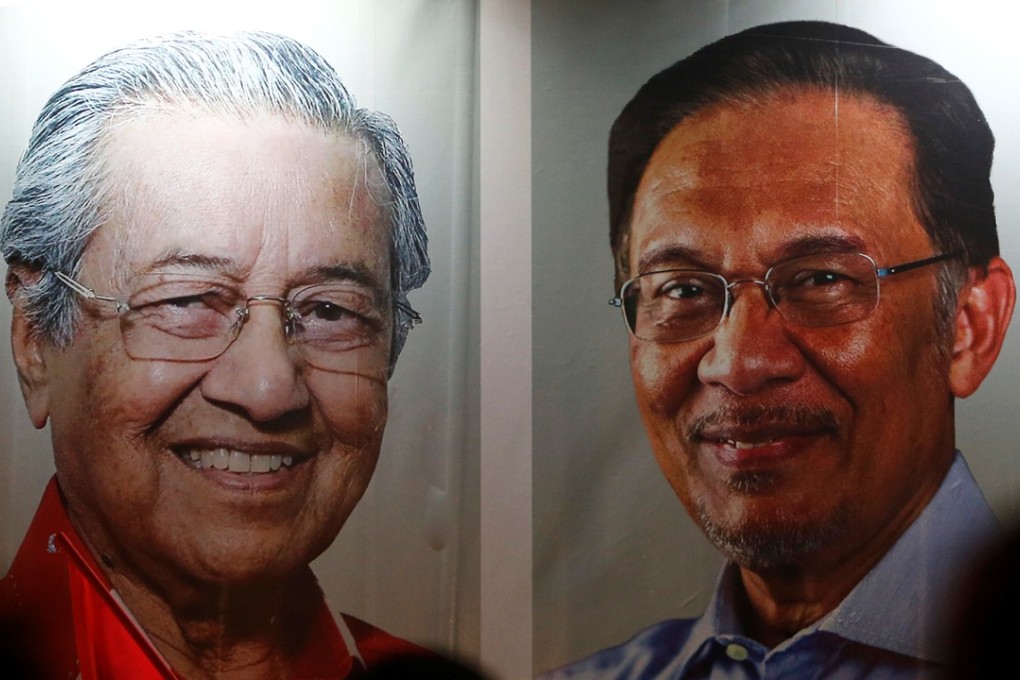 Posters of Malaysian Prime Minister Mahathir Mohammad and pardoned politician Anwar Ibrahim, in Kuala Lumpur, Malaysia. Picture: Reuters