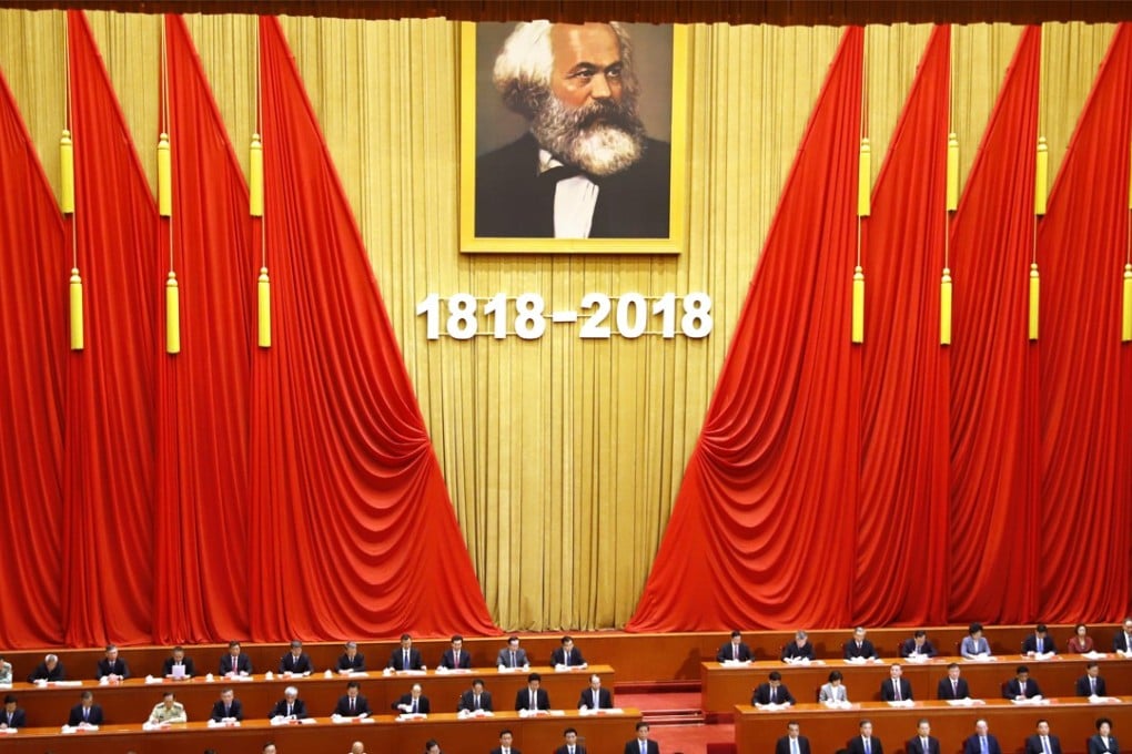 Chinese President Xi Jinping at the podium at the Great Hall of the People in Beijing on May 4. In his speech marking the bicentennial of Karl Marx's birth, Xi praised Marx’s role in the founding of modern China. “Writing Marxism onto the flag of the Chinese Communist Party was totally correct,” he said. Photo: AP