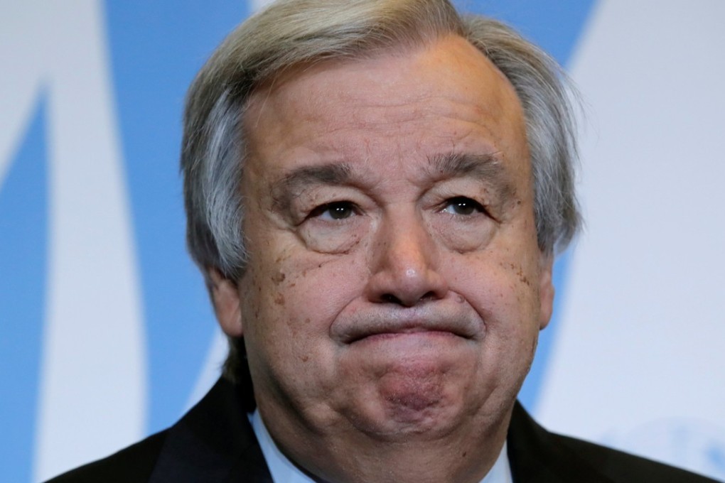 United Nations Secretary-General Antonio Guterres (seen on Thursday) said he was troubled by the news that the Trump-Kim talk had been called off. Photo: Reuters