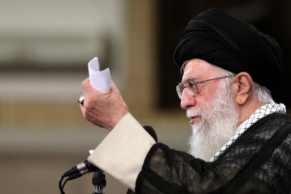 Iranian supreme leader Ali Khamenei speaking during a meeting with members of the Iranian government in Tehran on Wednesday. Photo: AFP / Iranian Supreme Leader’s Office