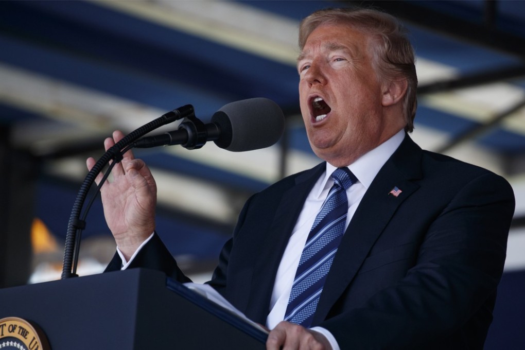 President Donald Trump stressed the United States’ military might at the US Naval Academy in Annapolis, Maryland on Friday. Photo: AP