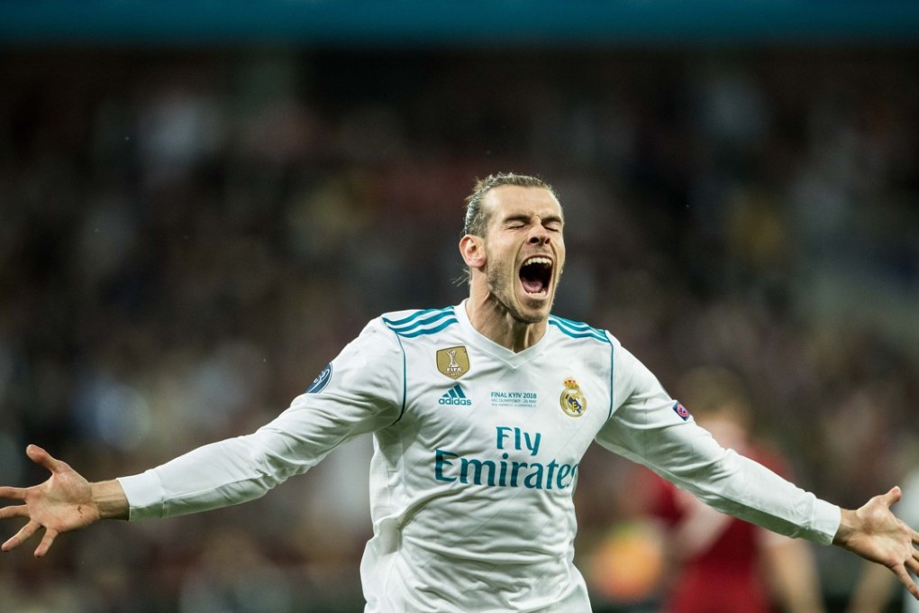 Gareth Bale of Real Madrid celebrates scoring during the Uefa Champions League final match between Liverpool and Real Madrid in Kiev. Photo: Xinhua