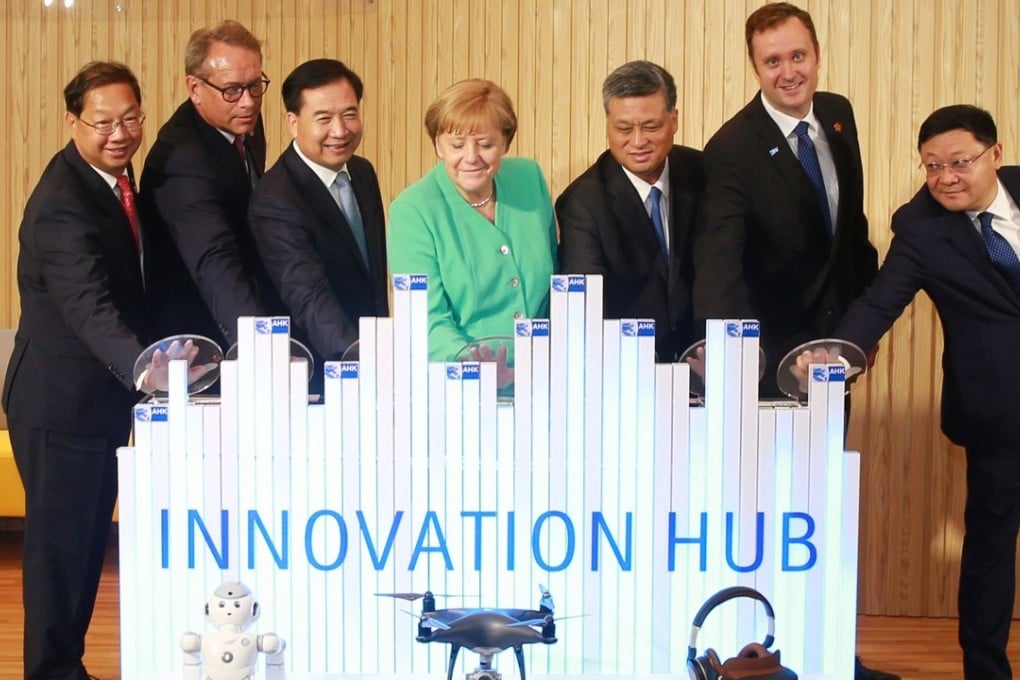 Angela Merkel officiated at the opening ceremony for an innovation centre in Shenzhen. Photo: Reuters