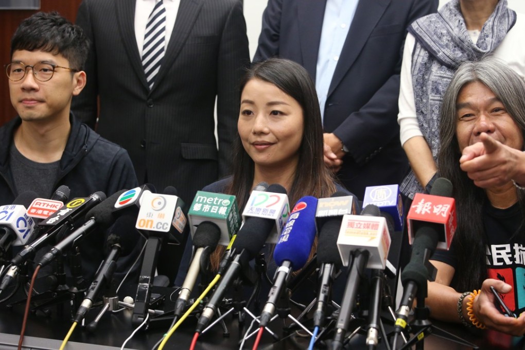 (left to right): Nathan Law Kwun-chung; Lau Siu-lai; and ‘Long Hair’ Leung Kwok-hung. Photo: David Wong