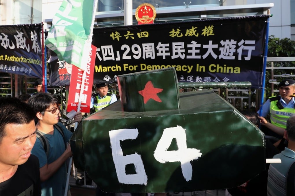 Protestors March for the 29th Anniversary of June 4, organised by the Hong Kong Alliance. Photo: Winson Wong