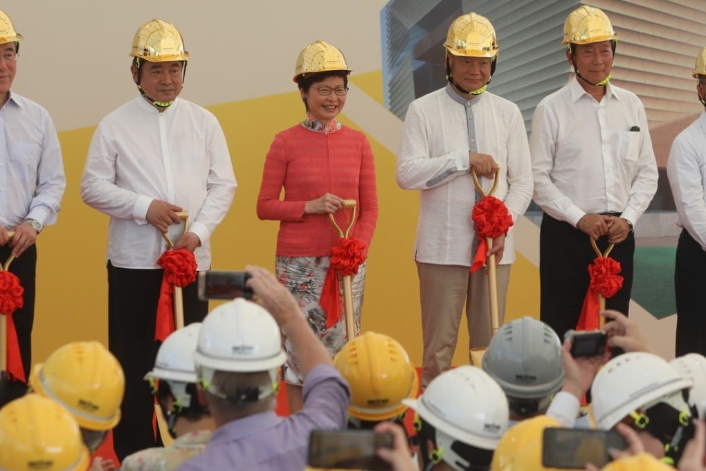 Hong Kong leader Carrie Lam (centre) at the groundbreaking ceremony on Monday. Photo: Sam Tsang