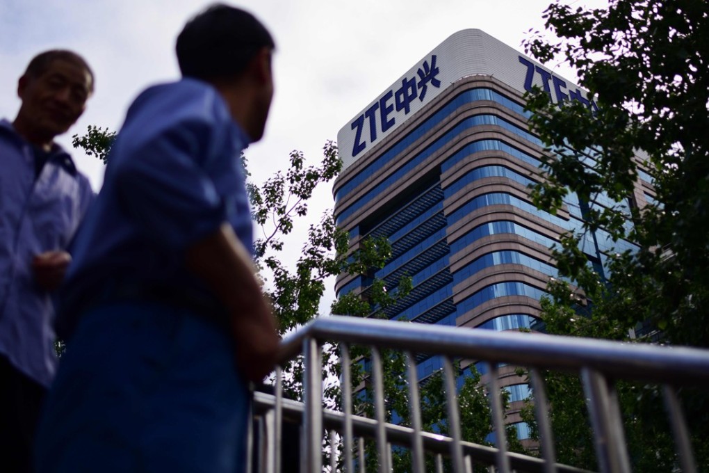 The logo of telecommunications equipment manufacturer ZTE Corp is seen on a building in Beijing. Photo: Agence France-Presse