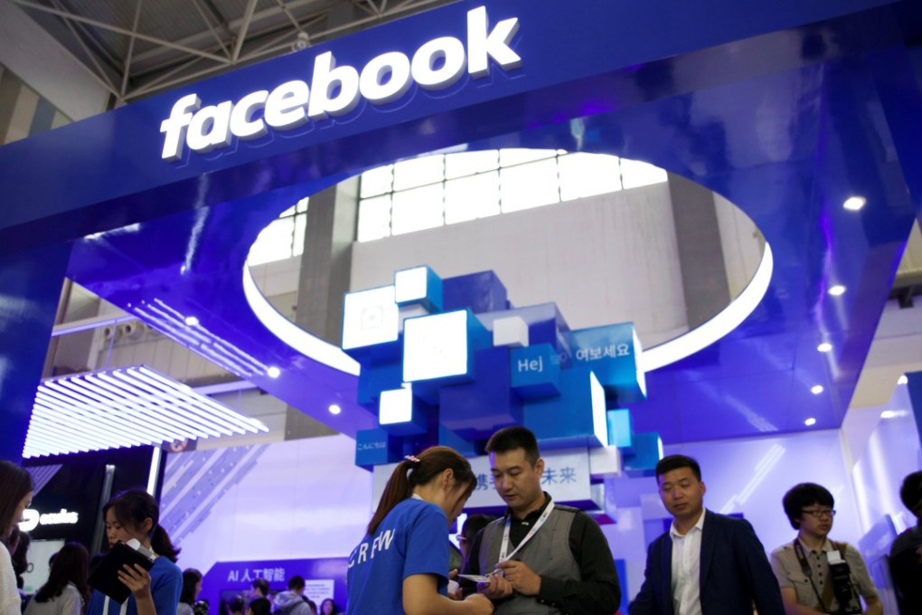 A booth of social media giant Facebook is seen at the China International Big Data Industry Expo in Guiyang, capital of the southwestern province of Guizhou, on May 27. Photo: Reuters