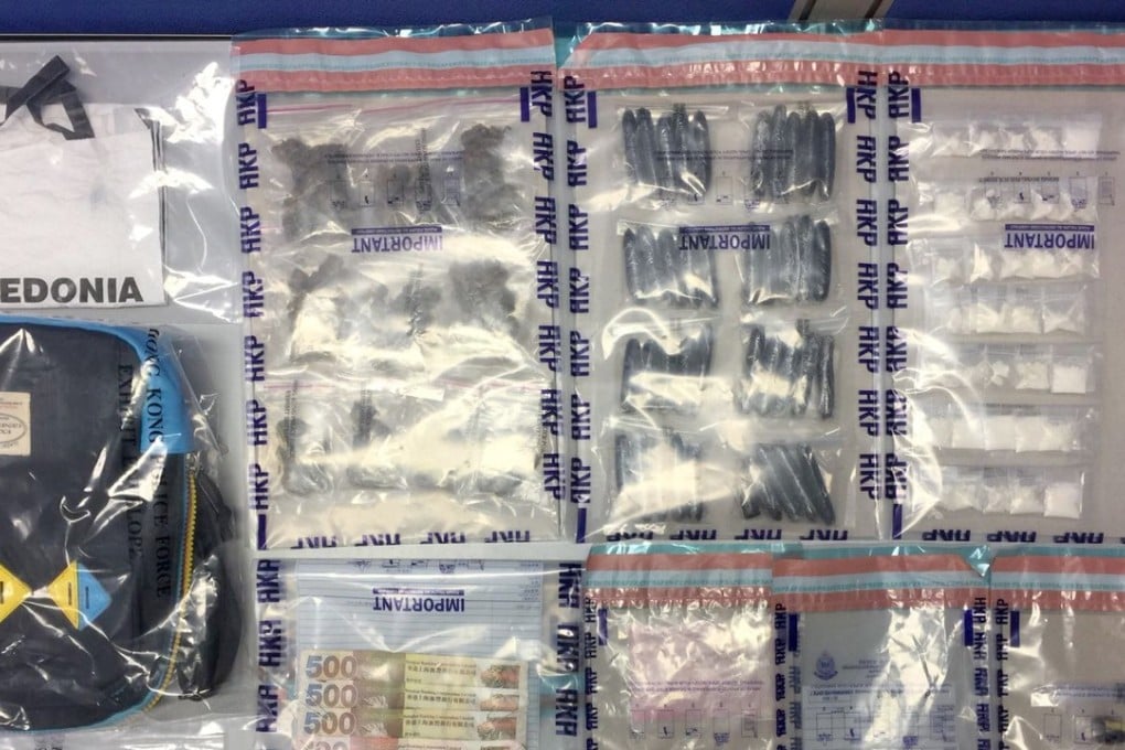 A picture of the drugs seized after police intercepted a 27-year-old man outside Mirador Mansion in Tsim Sha Tsui. Photo: HK Police