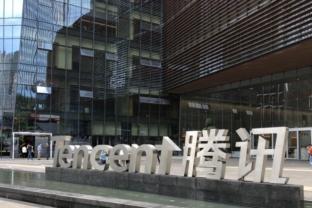 Tencent sign outside its new headquarters in Shenzhen on 21 May, 208. Photo: SCMP/ Chua Kong Ho