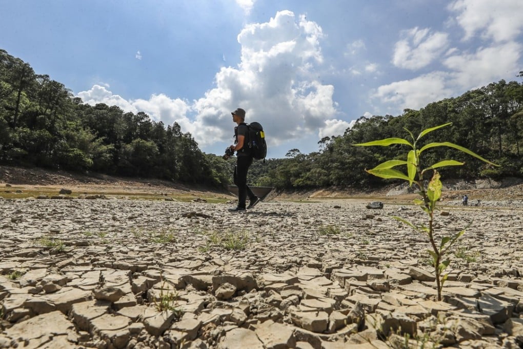 Image of the Lau Shui Heung Reservoir in Fanling all dried up. Photo: Winson Wong