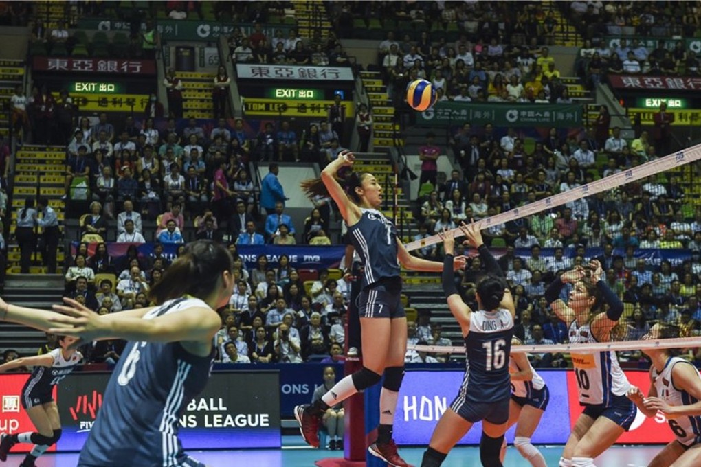 China’s Wang Yuanyuan goes for the attack against Italy during their match in the Hong Kong leg of the Volleyball Nations League. Photos: FIVB