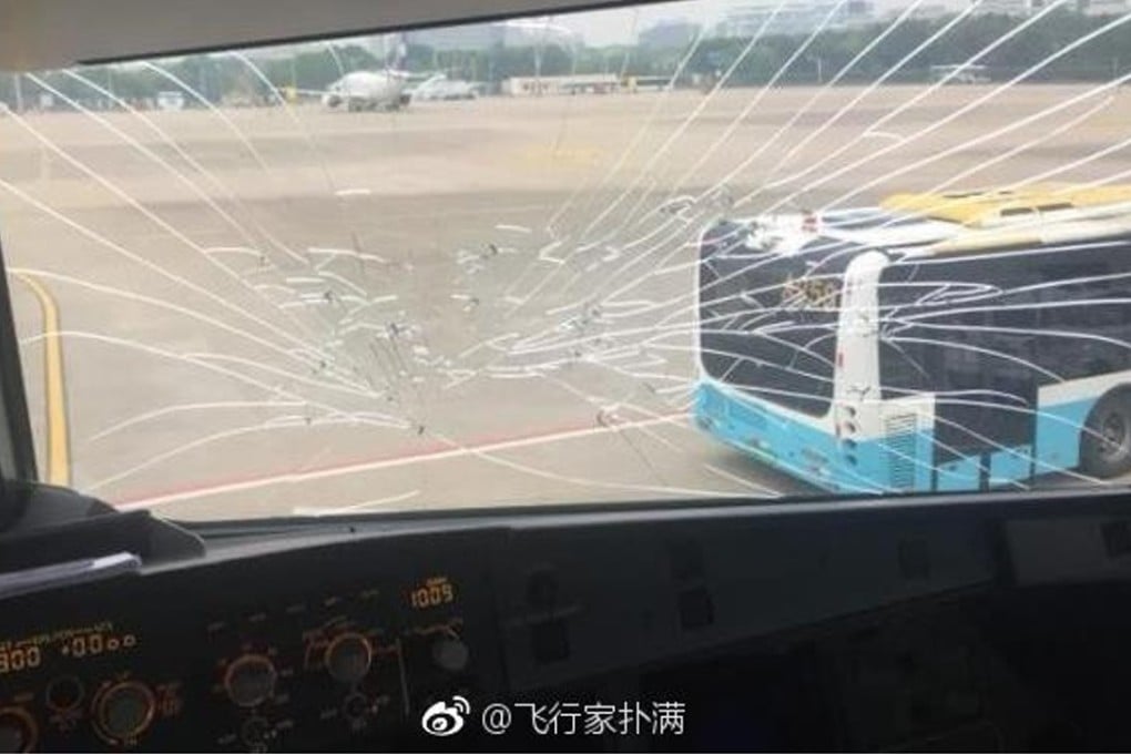 Cracks in the pilot window of the Airbus A321. Photo: Handout