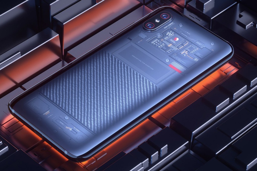 Xiaomi’s flagship smartphone, the Mi 8 Explorer Edition, has a transparent glass back panel that shows off its camera module, chip set, battery and connectors. Photo: Handout