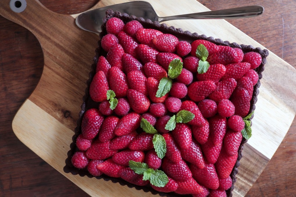 Spiced chocolate and berry tart prepared at Pok Fu Lam. Photography: Jonathan Wong. Styling: Nellie Ming Lee